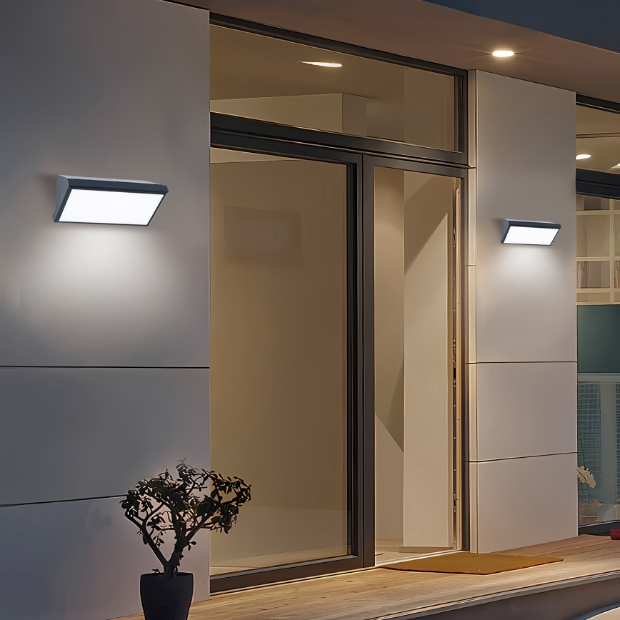 Brilagi - LED Venkovní nástěnné svítidlo se senzorem TRIANGLE LED/20W/230V antracit IP65