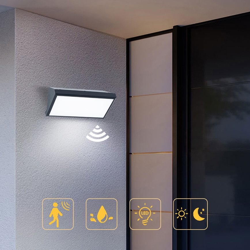 Brilagi - LED Venkovní nástěnné svítidlo se senzorem TRIANGLE LED/20W/230V antracit IP65