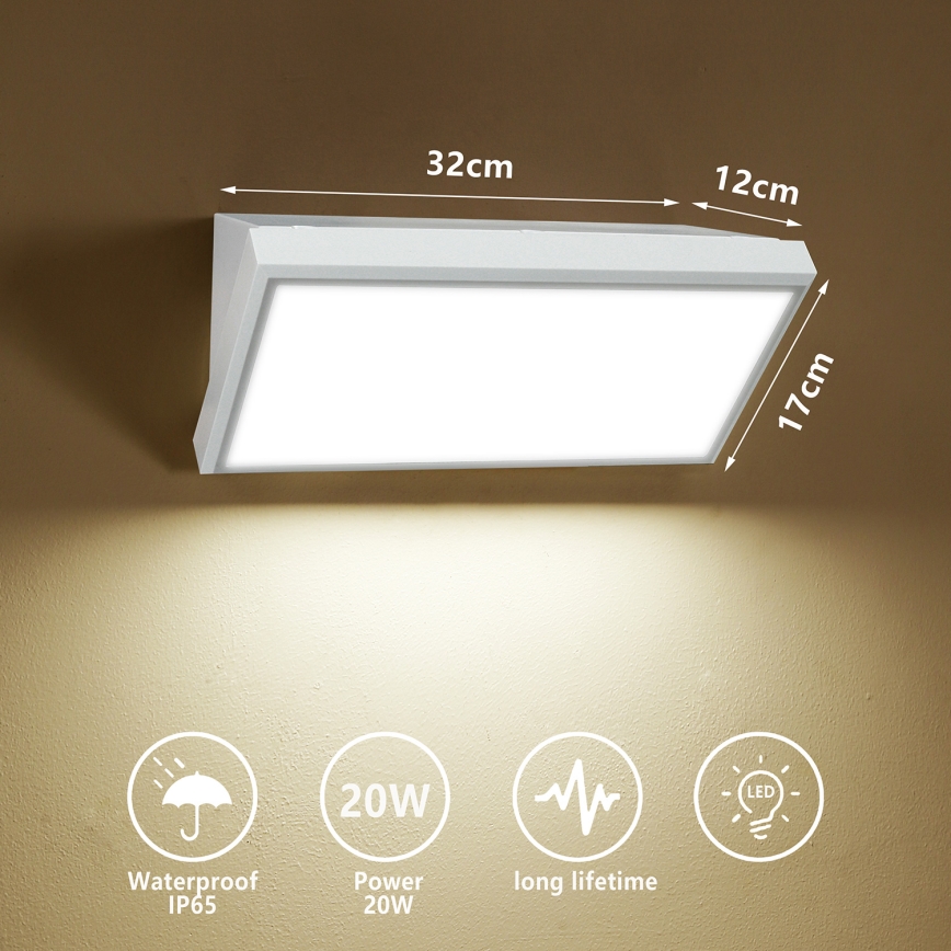 Brilagi - LED Venkovní nástěnné svítidlo TRIANGLE LED/20W/230V bílá IP65