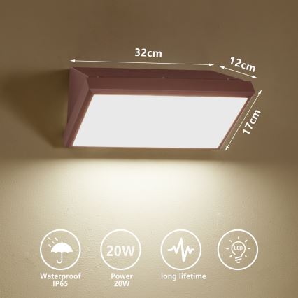 Brilagi - LED Venkovní nástěnné svítidlo TRIANGLE LED/20W/230V hnědá IP65