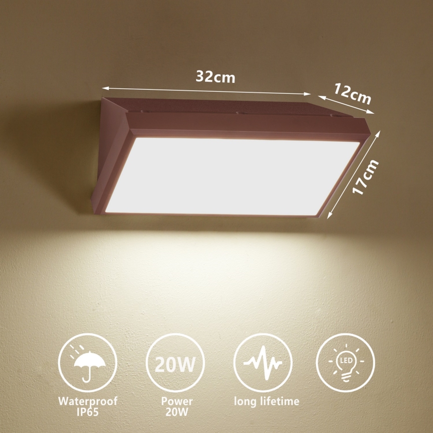Brilagi - LED Venkovní nástěnné svítidlo TRIANGLE LED/20W/230V hnědá IP65
