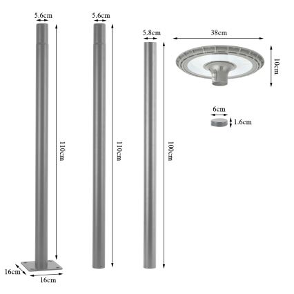 Brilagi - LED Venkovní pouliční lampa URBANSPARK LED/120W/230V šedá IP65