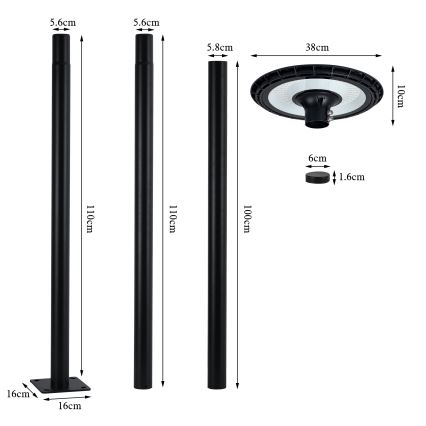 Brilagi - LED Venkovní pouliční lampa URBANSPARK LED/60W/230V černá IP65