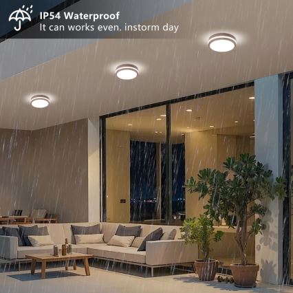 Brilagi - LED Venkovní stropní svítidlo BENE LED/18W/230V pr. 21,5 cm hnědá IP54