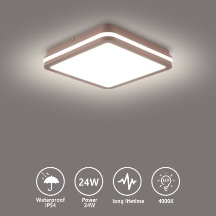 Brilagi - LED Venkovní stropní svítidlo BENE LED/24W/230V 26x26 cm hnědá IP54
