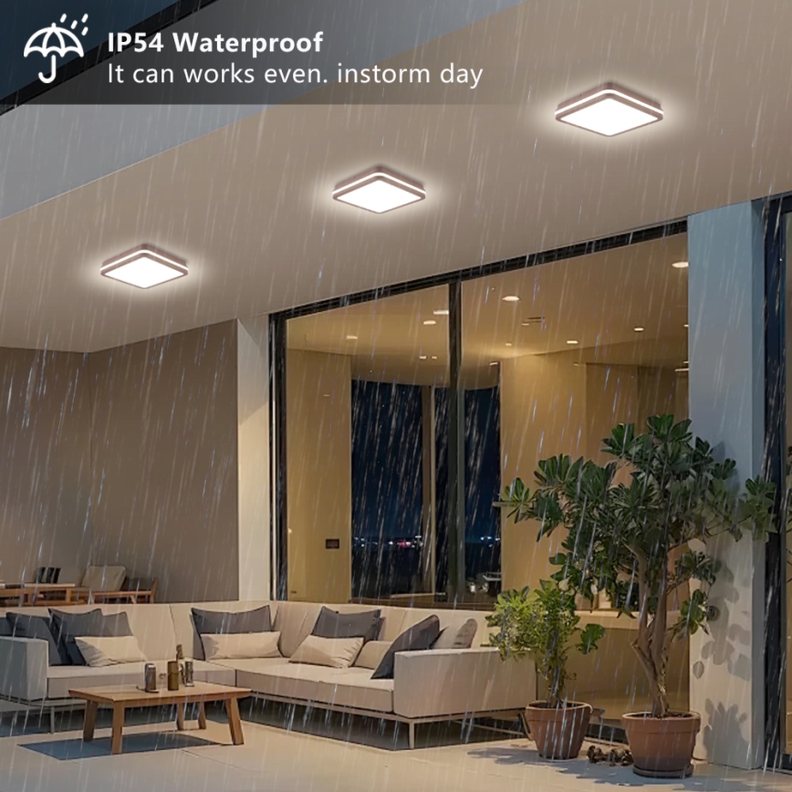 Brilagi - LED Venkovní stropní svítidlo BENE LED/24W/230V 26x26 cm hnědá IP54