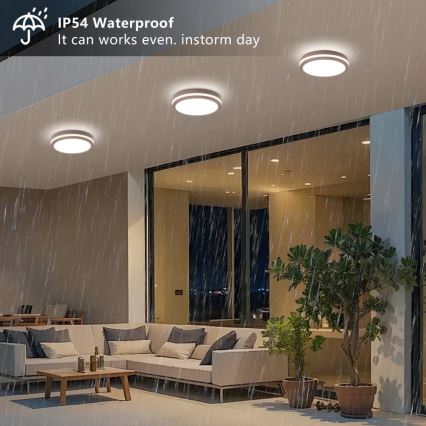 Brilagi - LED Venkovní stropní svítidlo BENE LED/24W/230V pr. 26 cm hnědá IP54