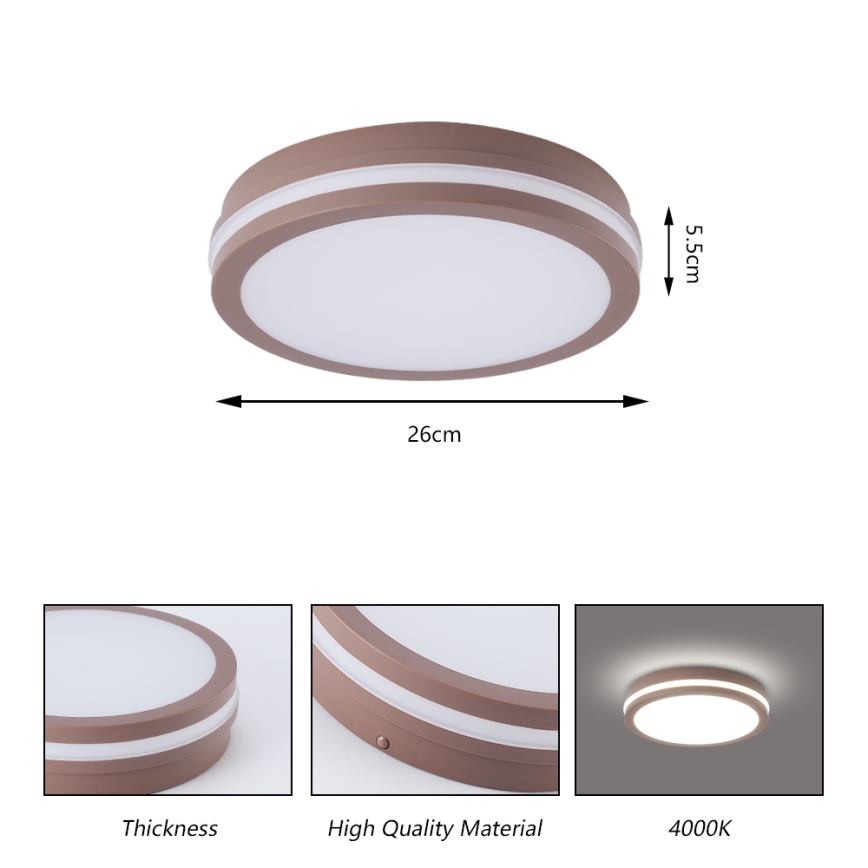 Brilagi - LED Venkovní stropní svítidlo BENE LED/24W/230V pr. 26 cm hnědá IP54