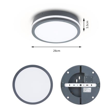 Brilagi - LED Venkovní svítidlo BENE LED/24W/230V pr. 26 cm antracit IP54