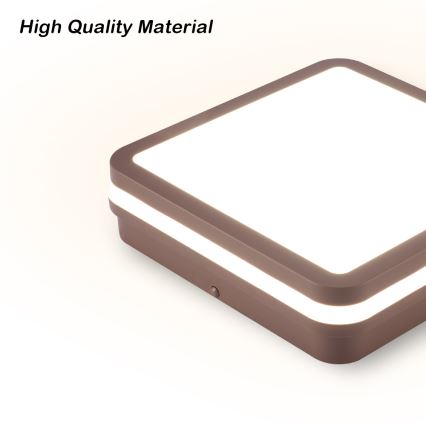 Brilagi - LED Venkovní stropní svítidlo se senzorem BENE LED/18W/230V 21,5x21,5 cm hnědá IP54