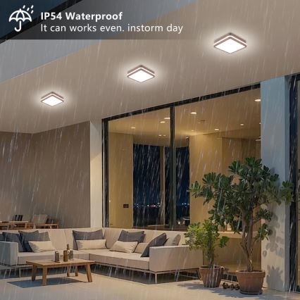 Brilagi - LED Venkovní stropní svítidlo se senzorem BENE LED/18W/230V 21,5x21,5 cm hnědá IP54