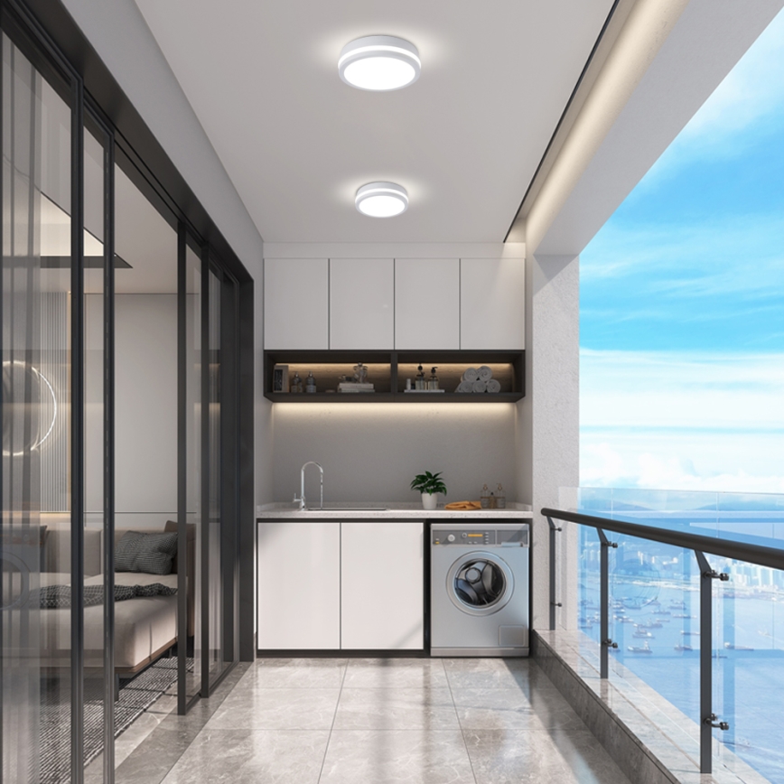 Brilagi - LED Venkovní stropní svítidlo se senzorem BENE LED/18W/230V pr. 21,5 cm bílá IP54