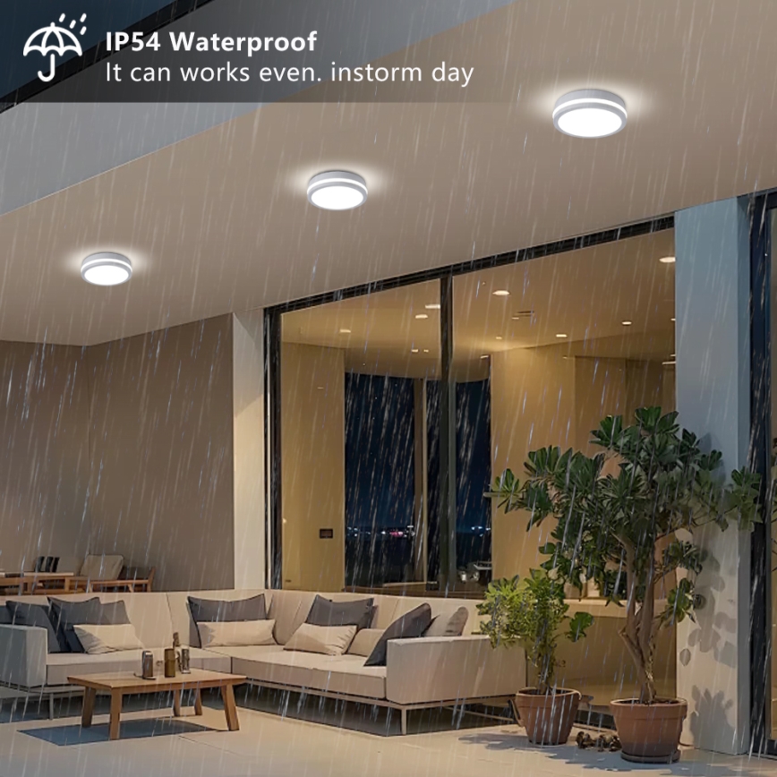 Brilagi - LED Venkovní stropní svítidlo se senzorem BENE LED/18W/230V pr. 21,5 cm bílá IP54