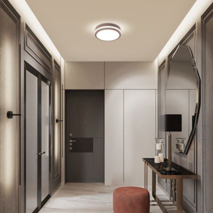 Brilagi - LED Venkovní stropní svítidlo se senzorem BENE LED/18W/230V pr. 21,5 cm hnědá IP54