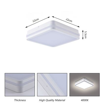 Brilagi - LED Venkovní svítidlo se senzorem BENE LED/18W/230V 22x22 cm bílá IP54