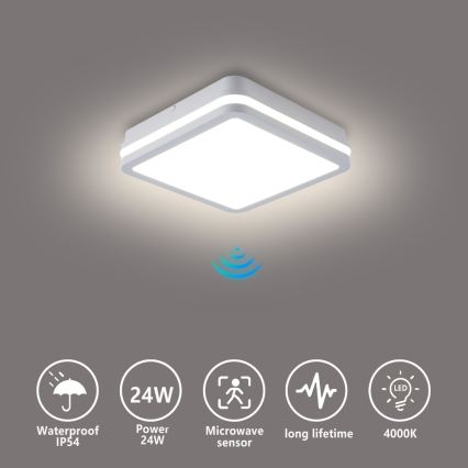 Brilagi - LED Venkovní svítidlo se senzorem BENE LED/24W/230V 26x26 cm bílá IP54