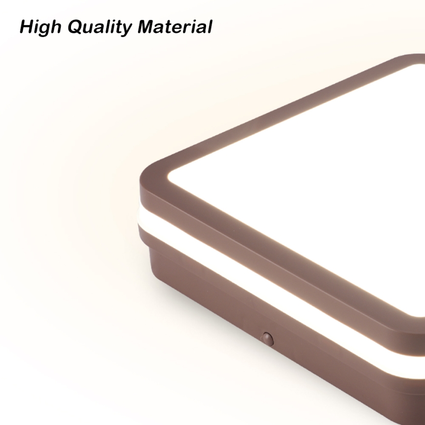 Brilagi - LED Venkovní stropní svítidlo se senzorem BENE LED/24W/230V 26x26 cm hnědá IP54