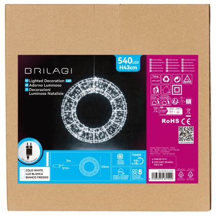 BRILAGI - LED Venkovní vánoční dekorace LED/6W/8 funkcí 43 cm IP44 kruh studená bílá