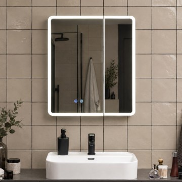 BRILAGI - LED Zrcadlová koupelnová skříňka s podsvícením NOTO DOUBLE 60x65 cm