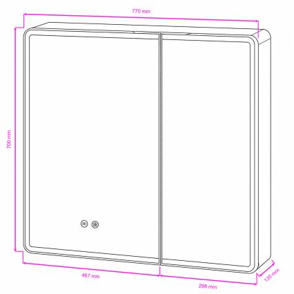BRILAGI - LED Zrcadlová koupelnová skříňka s podsvícením NOTO DOUBLE 77x70 cm