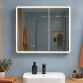 BRILAGI - LED Zrcadlová koupelnová skříňka s podsvícením NOTO DOUBLE 78x70 cm