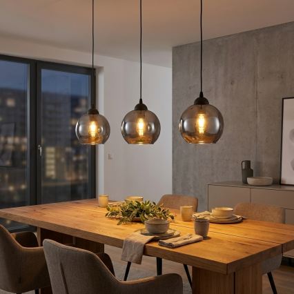 Brilagi - Lustr na lanku 1xE27/60W/230V černá/kouřová šedá