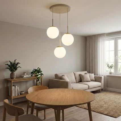 Brilagi - Lustr na lanku 3xE27/60W/230V béžová/zlatá