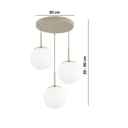 Brilagi - Lustr na lanku 3xE27/60W/230V béžová/zlatá