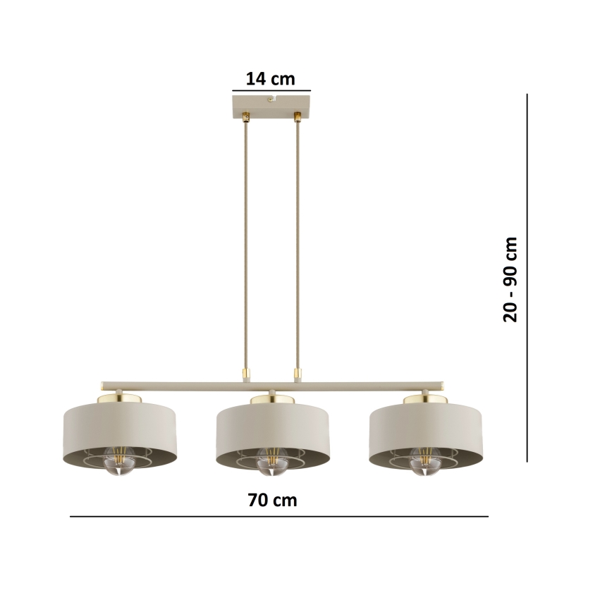 Brilagi - Lustr na lanku 3xE27/60W/230V béžová/zlatá