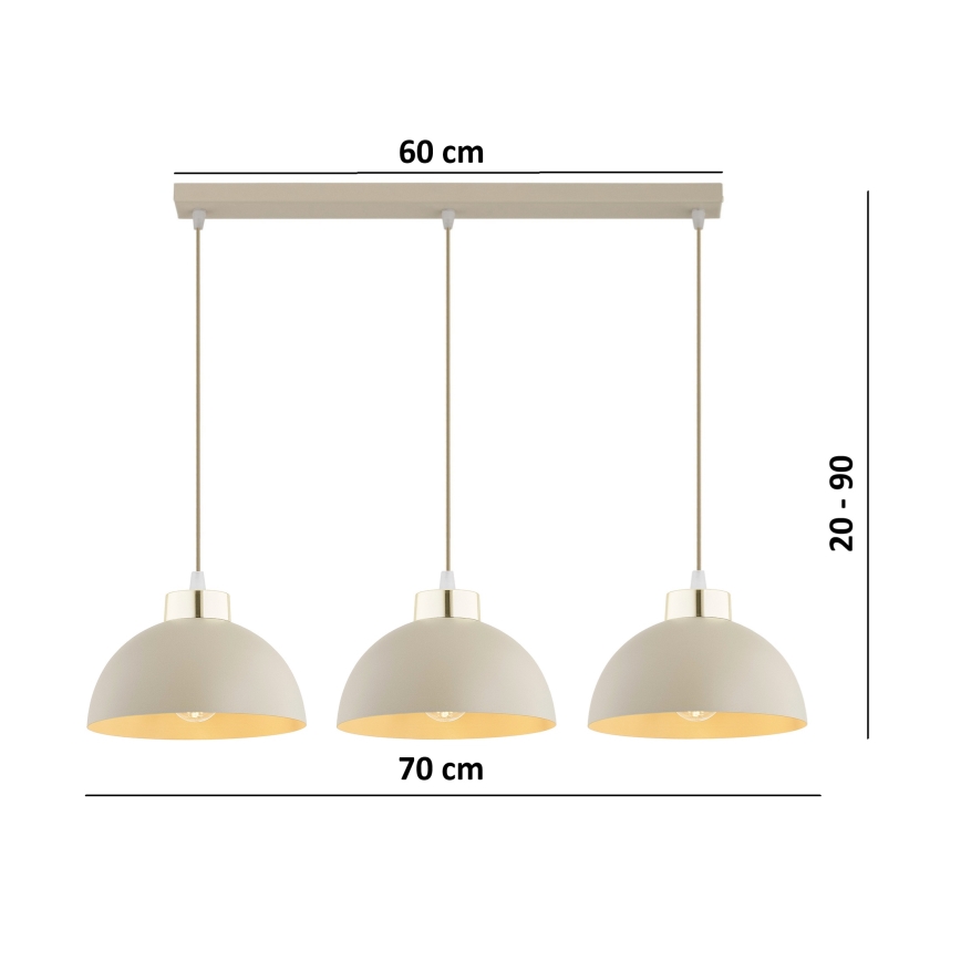 Brilagi - Lustr na lanku 3xE27/60W/230V béžová/zlatá