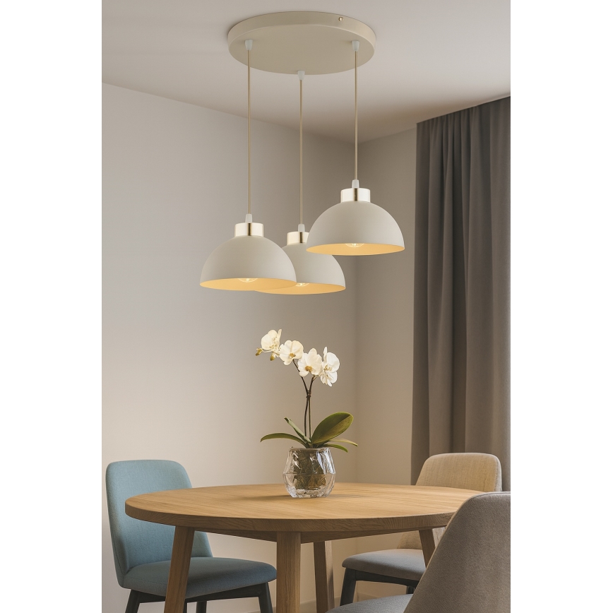 Brilagi - Lustr na lanku 3xE27/60W/230V béžová/zlatá