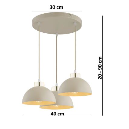 Brilagi - Lustr na lanku 3xE27/60W/230V béžová/zlatá