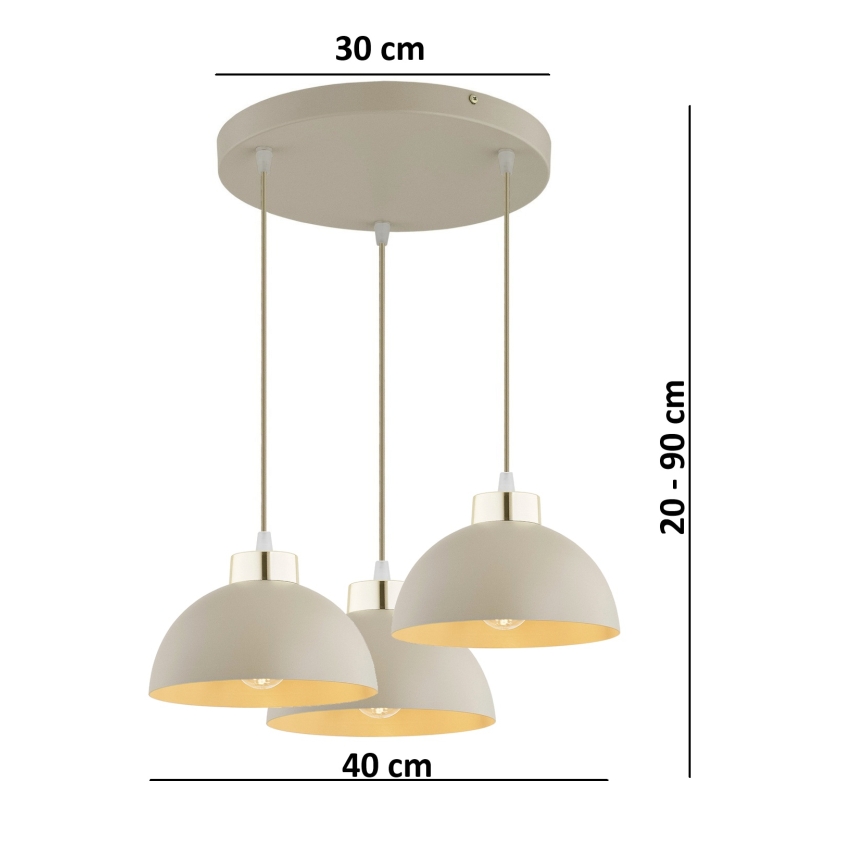 Brilagi - Lustr na lanku 3xE27/60W/230V béžová/zlatá
