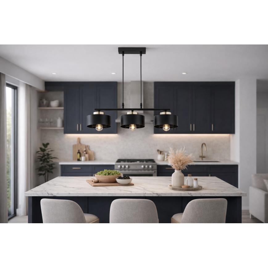 Brilagi - Lustr na lanku 3xE27/60W/230V černá/zlatá