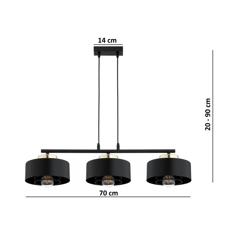 Brilagi - Lustr na lanku 3xE27/60W/230V černá/zlatá
