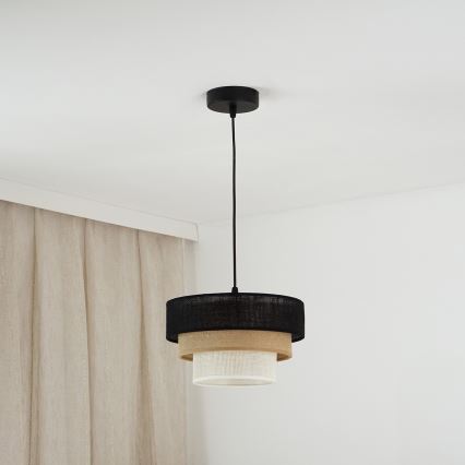 Brilagi - Lustr na lanku ASPEN LUNETA 1xE27/15W/230V pr. 25 cm černá/béžová/krémová