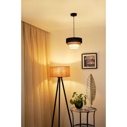 Brilagi - Lustr na lanku ASPEN LUNETA 1xE27/15W/230V pr. 25 cm černá/béžová/krémová