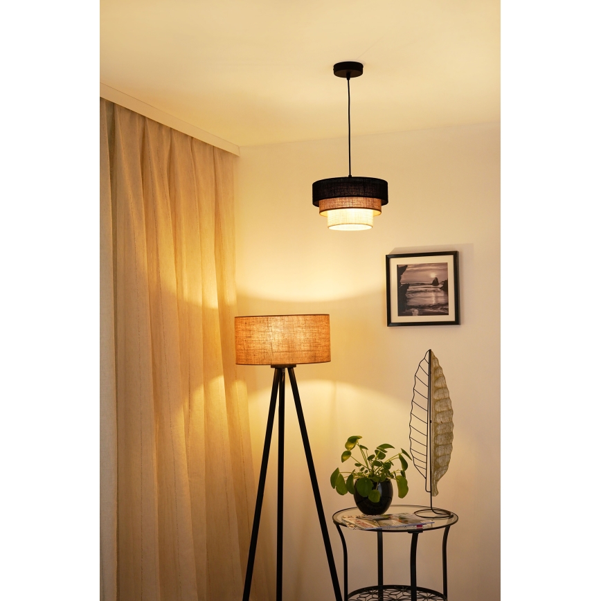 Brilagi - Lustr na lanku ASPEN LUNETA 1xE27/15W/230V pr. 25 cm černá/béžová/krémová