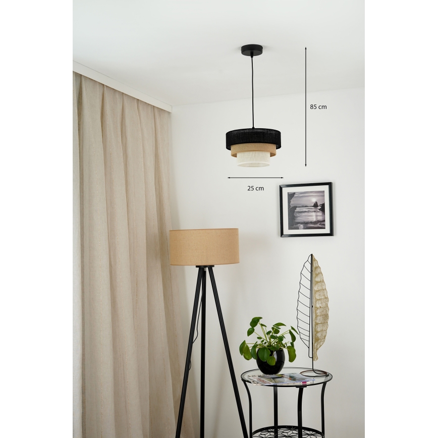 Brilagi - Lustr na lanku ASPEN LUNETA 1xE27/15W/230V pr. 25 cm černá/béžová/krémová
