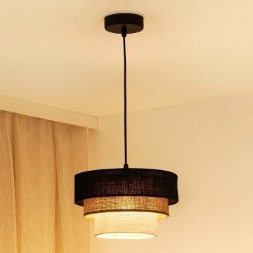 Brilagi - Lustr na lanku ASPEN LUNETA 1xE27/15W/230V pr. 25 cm černá/béžová/krémová