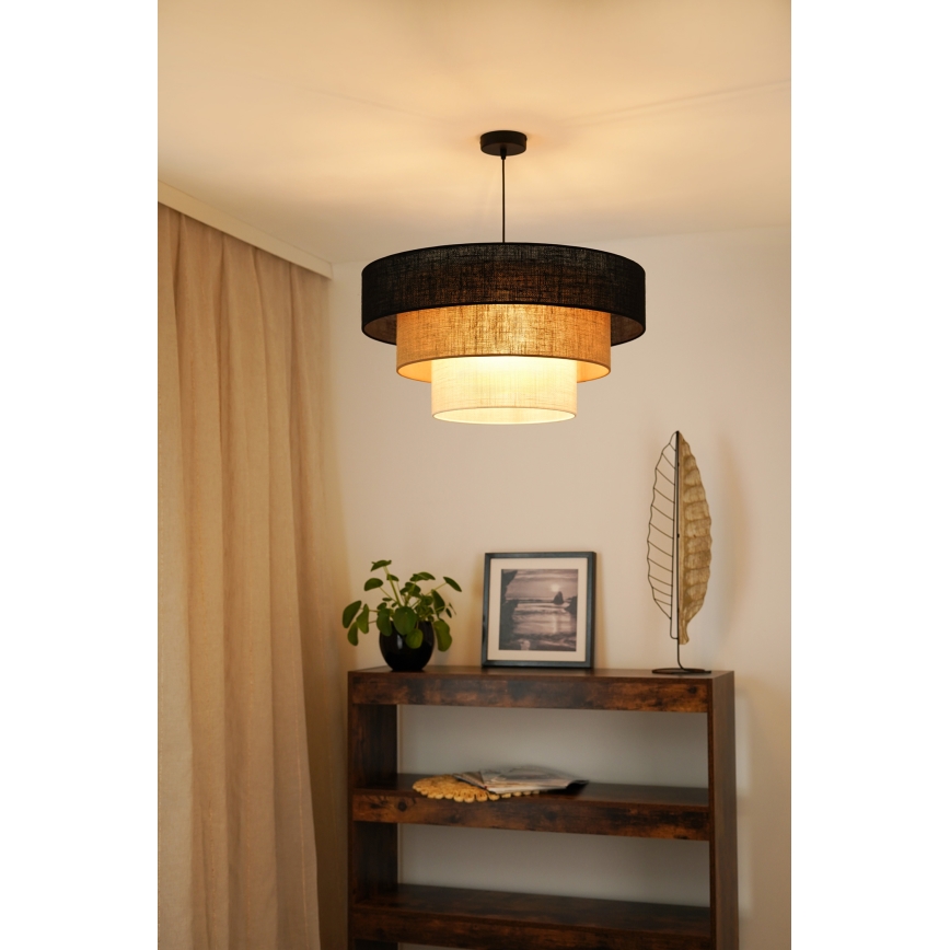 Brilagi - Lustr na lanku ASPEN LUNETA 1xE27/15W/230V pr. 60 cm černá/béžová/krémová
