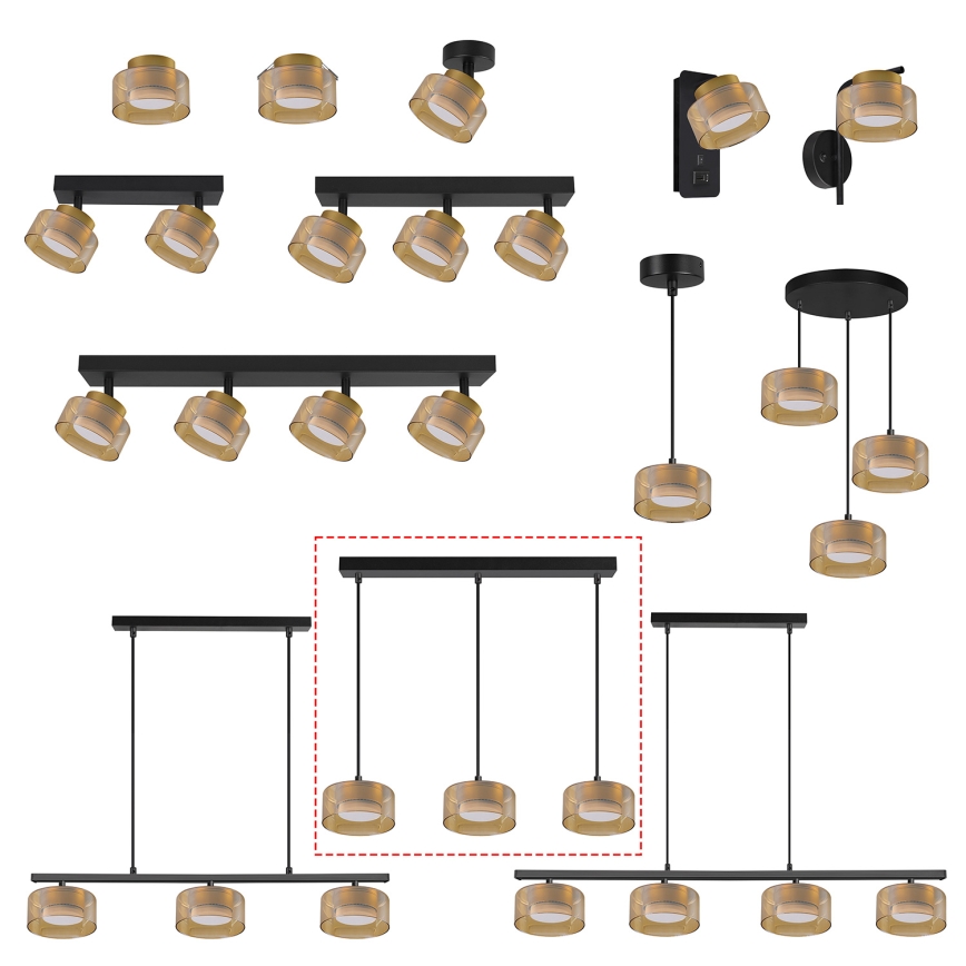 Brilagi - Lustr na lanku AURA LUX 3xGX53/30W/230V černá/zlatá