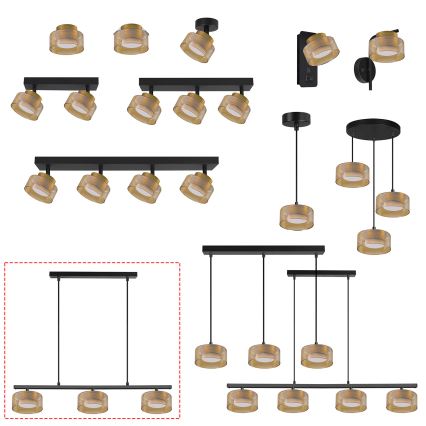 Brilagi - Lustr na lanku AURA LUX 3xGX53/30W/230V černá/zlatá