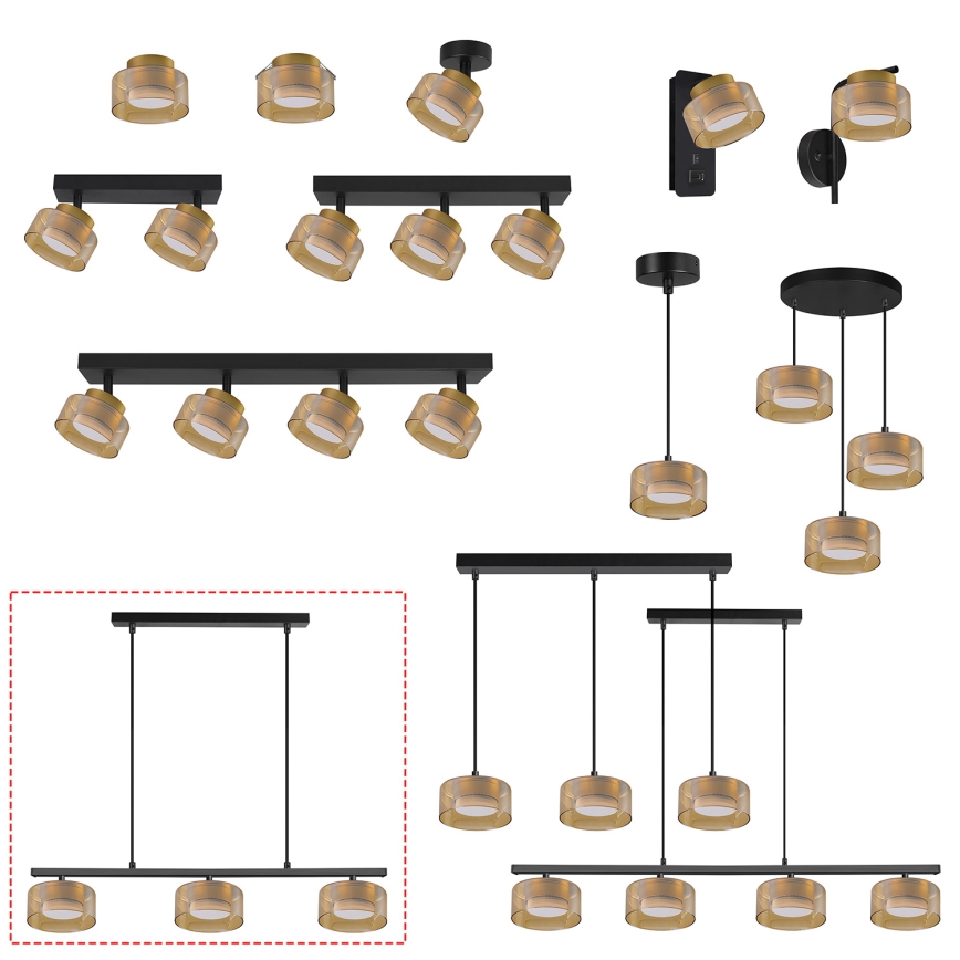 Brilagi - Lustr na lanku AURA LUX 3xGX53/30W/230V černá/zlatá