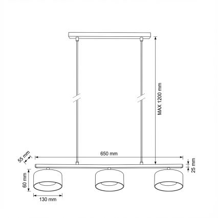 Brilagi - Lustr na lanku AURA LUX 3xGX53/30W/230V černá/zlatá