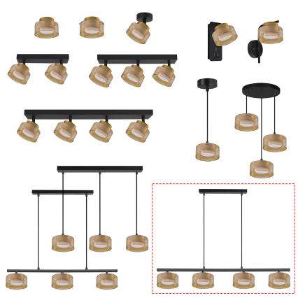 Brilagi - Lustr na lanku AURA LUX 4xGX53/30W/230V černá/zlatá
