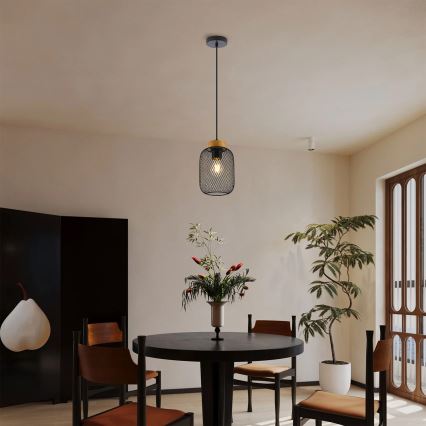 Brilagi - Lustr na lanku BASKLITE 1xE27/15W/230V kaučukovník/černá