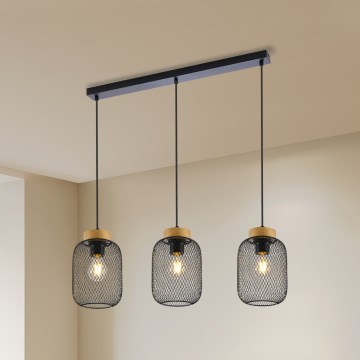 Brilagi - Lustr na lanku BASKLITE 3xE27/15W/230V kaučukovník/černá