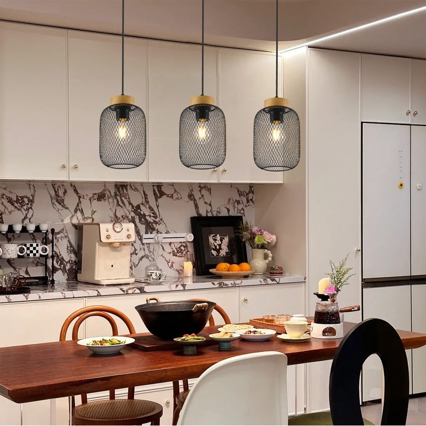 Brilagi - Lustr na lanku BASKLITE 3xE27/15W/230V kaučukovník/černá