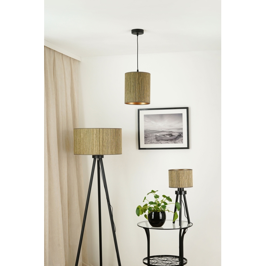 Brilagi - Lustr na lanku BOSTON ROLLER 1xE27/15W/230V pr. 21 cm sláma hnědá/zlatá